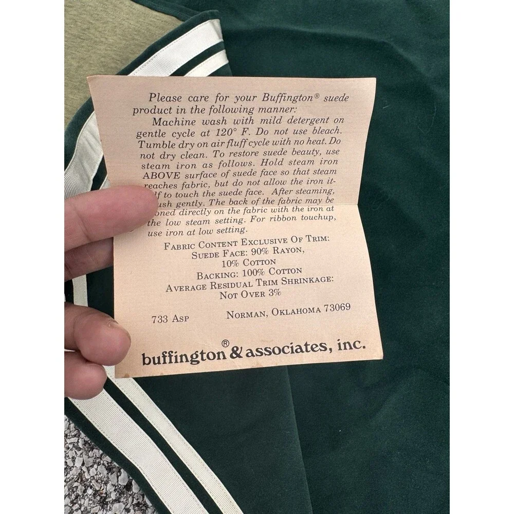 VTG Green Cotton - Suede Square Tablecloth 43.5” By buffington & Associates inc